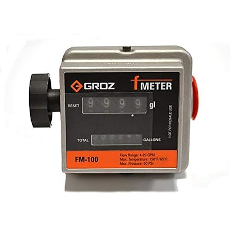 Groz 45685 F Meter Mechanical Fuel Meter, Gallons, 1" NPT Female