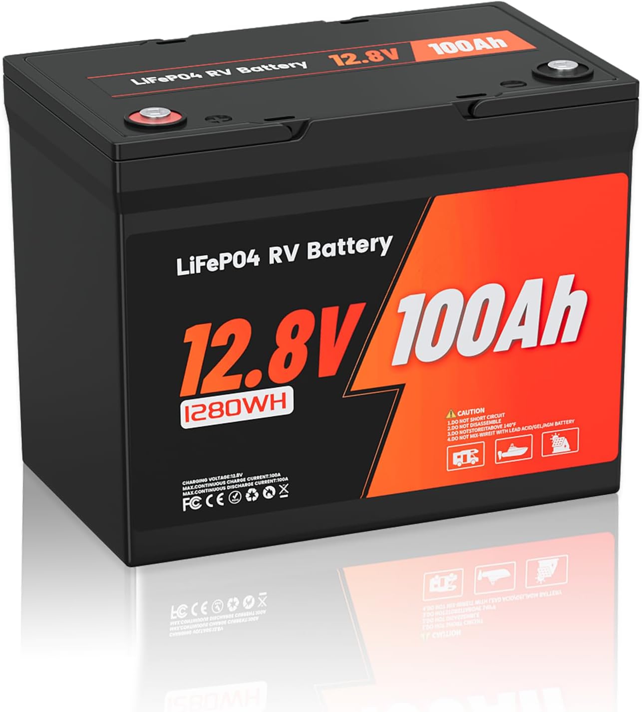 12V 100Ah RV Lithium Battery BCI Group 24 LiFePO4 Battery Built-in 100A BMS 15000 Deep Cycles Battery for RV, Marine, Home Energy Storage