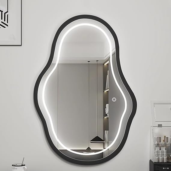 Led Smart Bathroom Mirror, Dimmable LED Vanity Mirror with 3 Colors,Cloud Shaped Irregular Bathroom Mirror,Wall Mounted Vanity Mirror with Smart Touch Button, 40x60cm, 50x70cm(50x70cm)