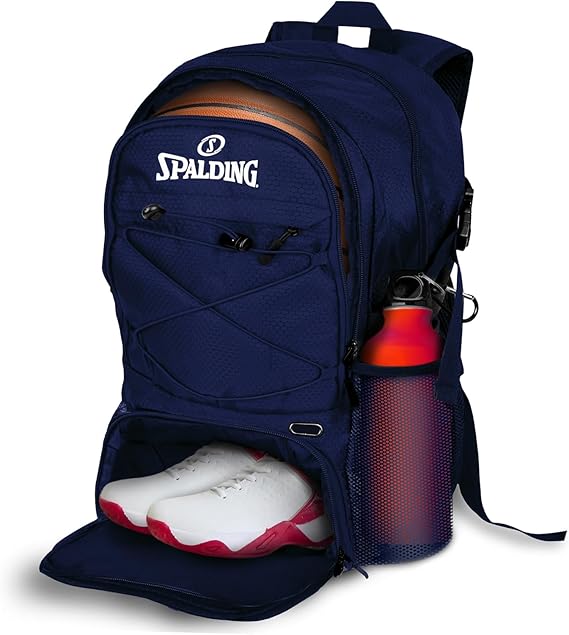 Spalding Basketball Backpack Sports Bag | Large Black Backpack with Shoe and Ball Compartment | Gifts for Basketball Players