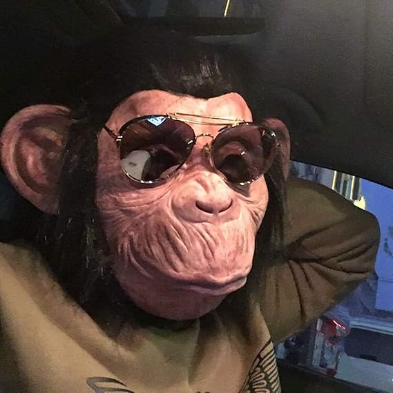 Mltao Latex Gorilla Mask Orangutan Cosplay Costume Novelty Animal Monkey Full Head Masks Costumes with Hair Halloween Christmas Creative Dress up Party Props