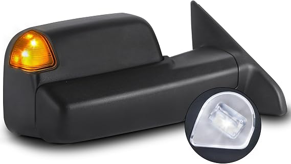 KUIPERAUTO Right Black Power Heated Towing Mirrors Compatible for 09-18 Dodge Ram 1500 / Compatible for 10-18 Dodge Ram 2500 3500 / Compatible for 19-24 Ram 1500 Classic, LED Turn Signal Light