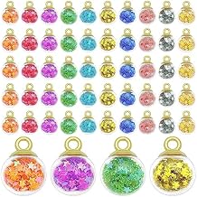 100Pcs Mixed Glass Ball Pendants, 16mm Colorful Crystal Glass Ball with Star Tiny Shiny Rhinestone Beads Pendants Jewelry Making Supplies for DIY Necklace Bracelet Keychain Earring Crafts(10 Colors)