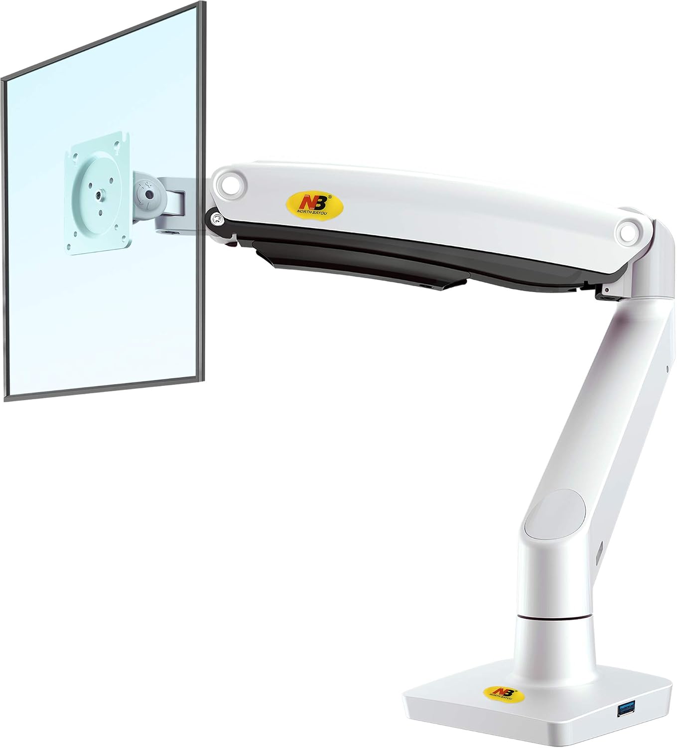 NB North Bayou Monitor Arm for 22-35 inch Screen Monitor Stand Height Adjustable Monitor Mount Bracket Full Motion Gas Spring VESA 75/100mm Weight 12KG White