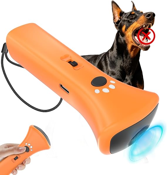 Dog Bark Deterrent Devices,Ultrasonic Anti Barking Device for Dogs, Portable Dog Training Device,Stopping Own or Neighbor's Dog Barking,Safe & Effective for Indoor & Outdoor Use(Orange)