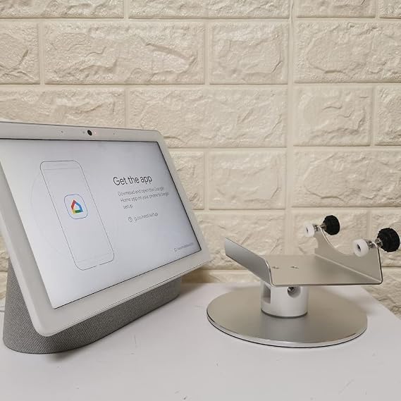 Stand for Google Nest Hub Max Adjustable Aluminum Swivel Stand with Smart Display up to 10" Google Nest Hub - Horizontal 360 Degree Rotation Change Silver GG001-02SX