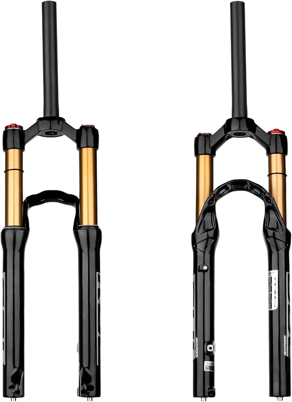 BOLANY 20/24inch Bike Suspension Air Fork 28.6mm(1-1/8inch)*220mm Thread-Less Straight Steerer 9mm Disc Brake Version MTB Front Fork 100/135mm Travel