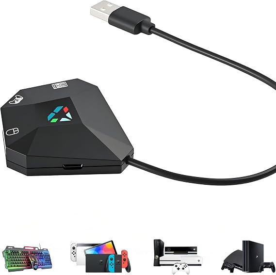 Keyboard and Mouse Adapter for Nintendo Switch/PS4/PS3/Xbox One/Xbox 360 Console Converter, Keyboard Mouse Adapter Support Mapping & Reset Button, Perfect for FPS, TPS, RPG, RTS Games