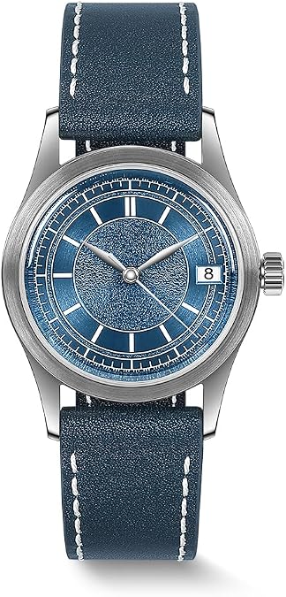 BODERRY Men's Watch Vintage Watch 38mm 316L Stainless Steel Case Automatic Movement 80h Power Reserve Swiss Super-LumiNova 10ATM Water Resistant with Leather StrapHOU