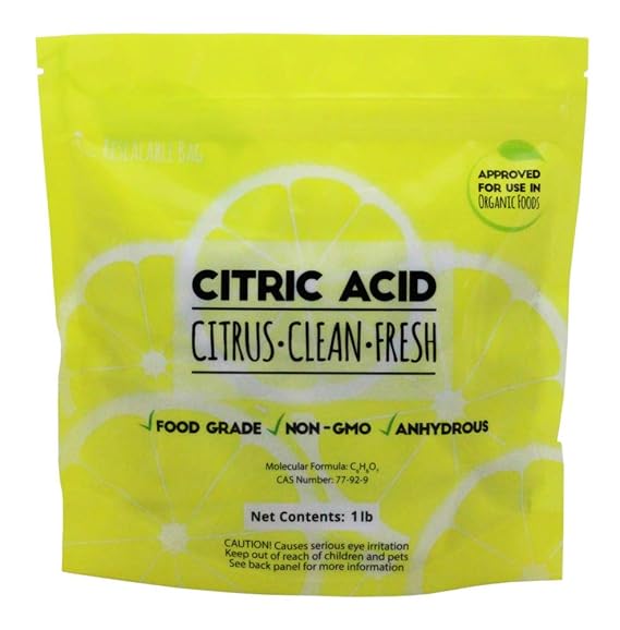 Duda Energy 1caf Pure Citric Acid Food Grade FCC/USP Anhydrous Fine Granular May be Used in Organic Products, 1 lb.