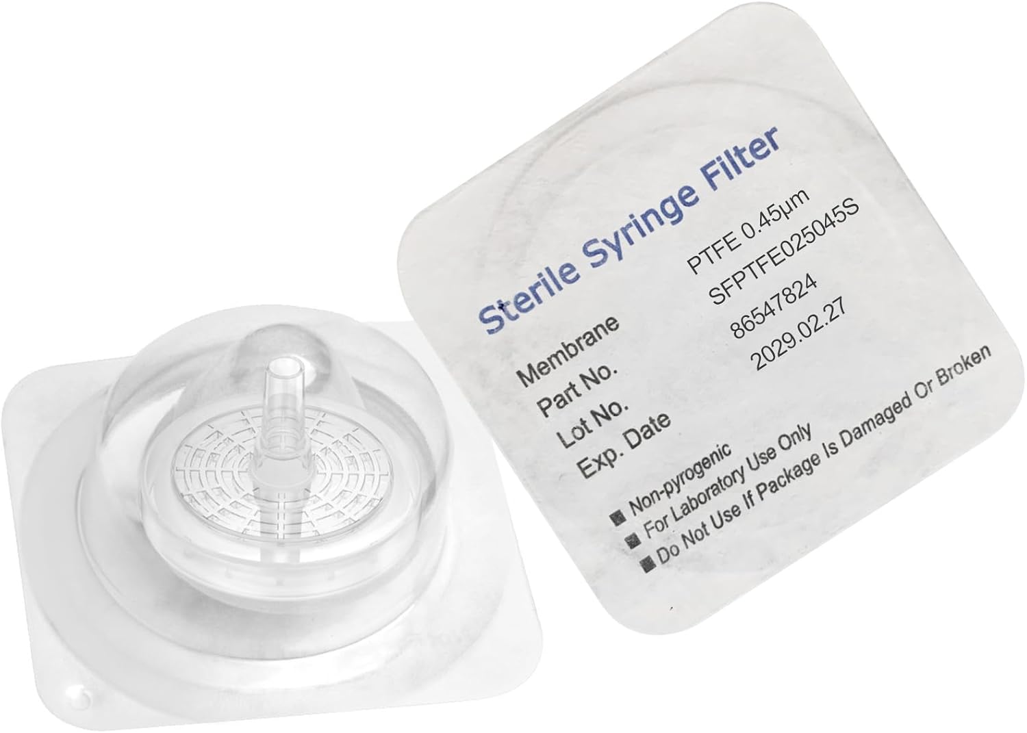 Sterile Syringe Filters PTFE 25 mm Diameter 0.45 um Pore Size Individually Packaged 10pk by Biomed Scientific