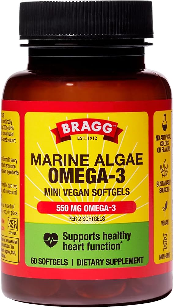 Bragg Marine Algae Omega-3 Capsules DHA & EPA - 90 Vegan Mini Softgels