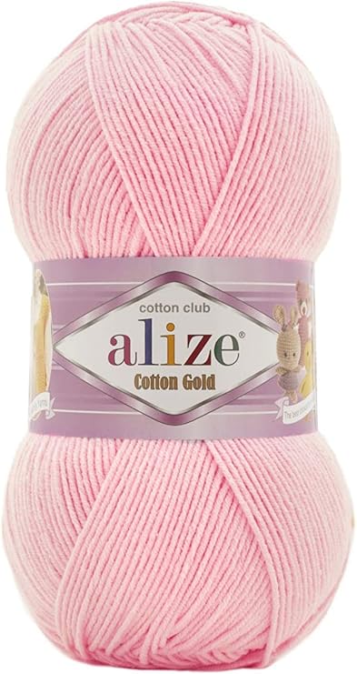 55% Cotton 45% Acrylic Yarn Alize Cotton Gold Thread Crochet Hand Knitting Art Lot of 4skn 400 gr 1444 yds (518-Ballerina Pink)
