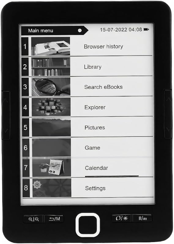 Tablet EBook Reader, 8G 128MB 6 Inch Ink Screen E Reader, Portable Electronic Book Reader with Protective Case, Ideal for Multiple Text & Image Formats