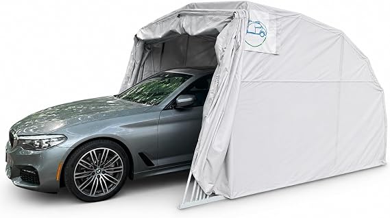 Ikuby Retractable Carport Foldable Lockable Car Shelter, Heavy Duty All Weather Portable Garage for Cars and SUVs