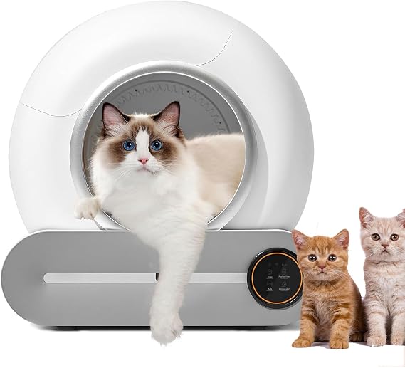 Automatic Cat Litter Box Self Cleaning, Cleaning Litter Box with Mat and Liners, 65L+9L Large Capacity Extra Large Litter Box, APP Control,Suitable for Multiple Cats