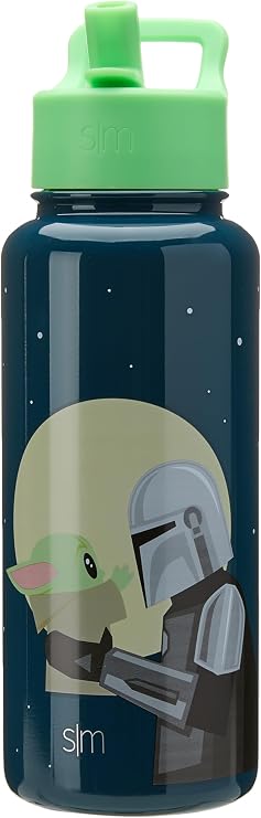 Simple Modern Star Wars Mandalorian Water Bottle with Straw Lid | Insulated Stainless Steel Thermos | Gifts for Women & Men | Summit Collection | 32oz | Moonlit Mandalorian
