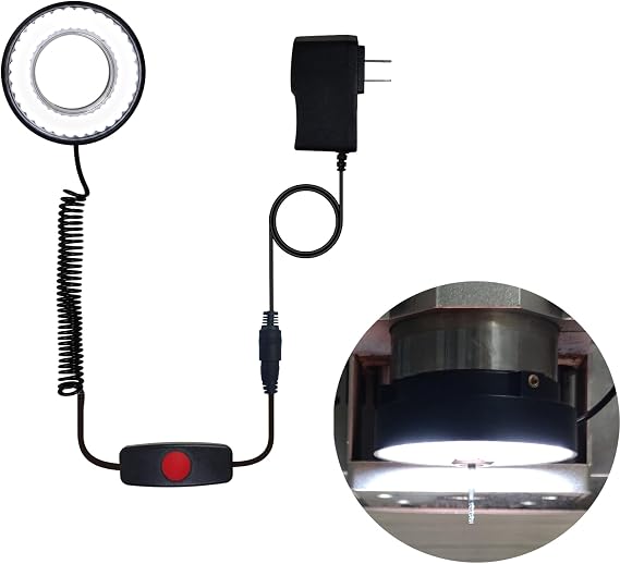 CNC Milling Machine Spindle Ring Light, 55mm Magnetic Brightness Adjustable Ring Light Work Lamp Light Source, Engraving Machine Vertical No Shadow Flexible Long Wire Magnetic Work Ring Light Lamp