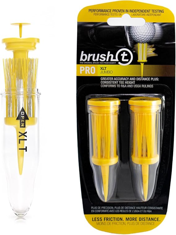 Brush T Premium Plastic Golf Tees, Consistent Height, Perfect Golf Gift for Men and Women. Golf Tees, Works With Any Golf Ball