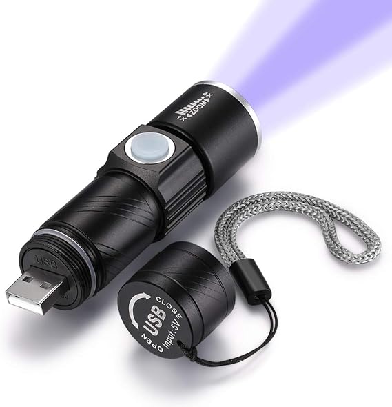 DARKBEAM UV 365nm Light Rechargeable Flashlight Blacklight Wood's Lamp Mini