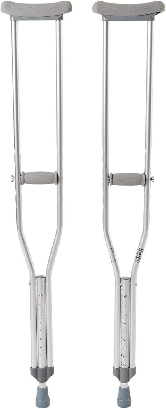 McKesson Aluminum Frame Push Button Underarm Crutches for Adults, 350 lb Limit, 1 Pair