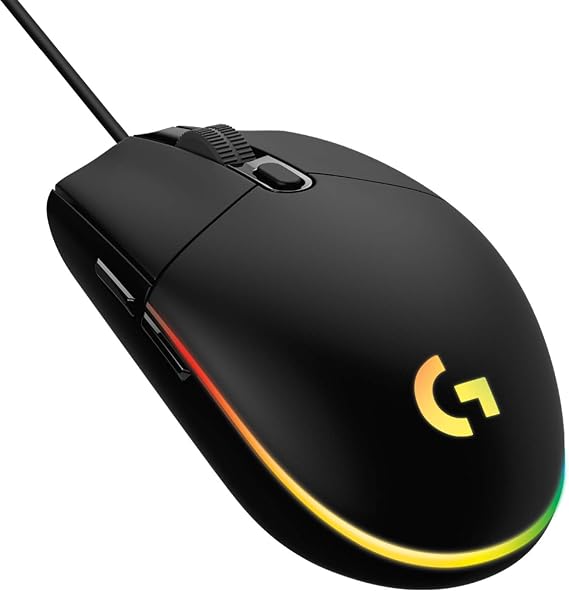 Logicool G Gaming Mouse G203, Wired Gaming Mouse, USB Connection, G203-BK, Lightweight 2.99 oz 85 g, LIGHTSYNC RGB, 6 Program Buttons, Black, PC, Windows, Mac, Authentic Japanese Product, Final