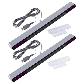 Aokin Sensor Bar for Wii, Replacement Wired Infrared Ray Sensor Bar for Nintendo Wii and Wii U Console, Includes Clear Stand, 2 Pcs