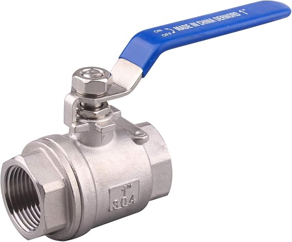 DERNORD Full Port Ball Valve Stainless Steel 304 Heavy Duty for Water, Oil, and Gas with Blue Locking Handles (1" NPT)