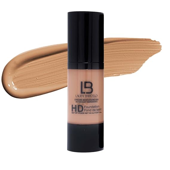 LB HD Liquid Foundation Makeup Foundation with Hyaluronic Acid, Vitamin E Hydrating Full Coverage Foundation for Smooth Complexion Paraben-Free Formula for All Skin Types MEDIUM BEIGE