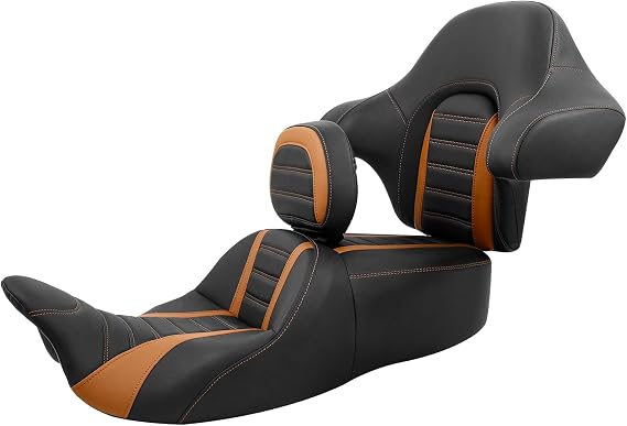 Rider Passenger One-Piece Two-Up Seat Driver Rider Backrest Wrap Around Backrest Pad Fit For Harley 2014-2023 Touring Road King Street Glide Road Glide