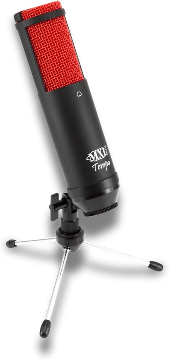 MXL Tempo-KR USB 2.0 Powered Condenser Microphone - Black/Red | Mac and PC Compatible USB 2.0 Powered Condenser Microphone