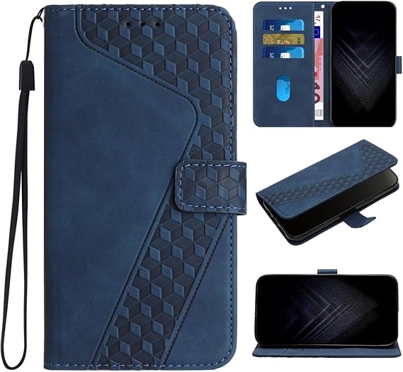 Compatible with Infinix Zero 5G 2023, Leather Flip Protective Phone Wallet Cover with Card Holder Slots Shockproof Kickstand Case-Blue