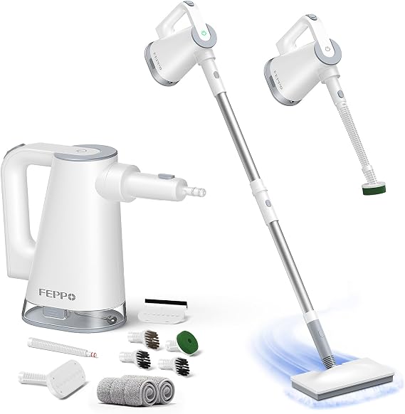 FEPPO Steam Mop & Detachable Handheld Steam Cleaner for Home and Floor Cleaning, 15s Heat-Up, 230F Floor Steamer for Deep Cleaning with Multi-purpose Attachments Hardwood Floors, Tile,Grout,Furniture