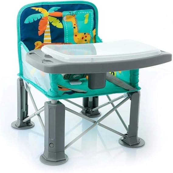ebebek baby plus Picnic Booster Highchair | Highchair Portable Seat Chair | Compact Fold with Straps for Indoor Outdoor Use | Foldable High Chair Toddler Seat for Eating (Multicolored)