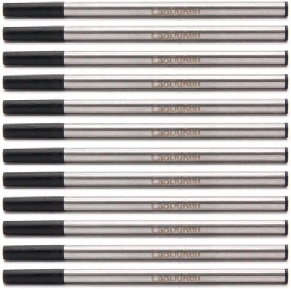 L: 4.3 109mm, 0.5 mm Tip, Compatible Rollerball Pen Refills fit to Waterman Ballpen, German Ink, Compatible with Waterman #S0112670  54095154090 Black 12PCS