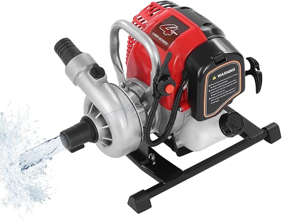 1.6HP 4-Stroke Gas Water Pump- 1.5" Trash Pump,High Flow Pump (66 GPM) with 91.86ft Lift, 22.97ft Suction, 23.67Oz Tank (8H Runtime) for Garden, Farmland, Outdoor Irrigation