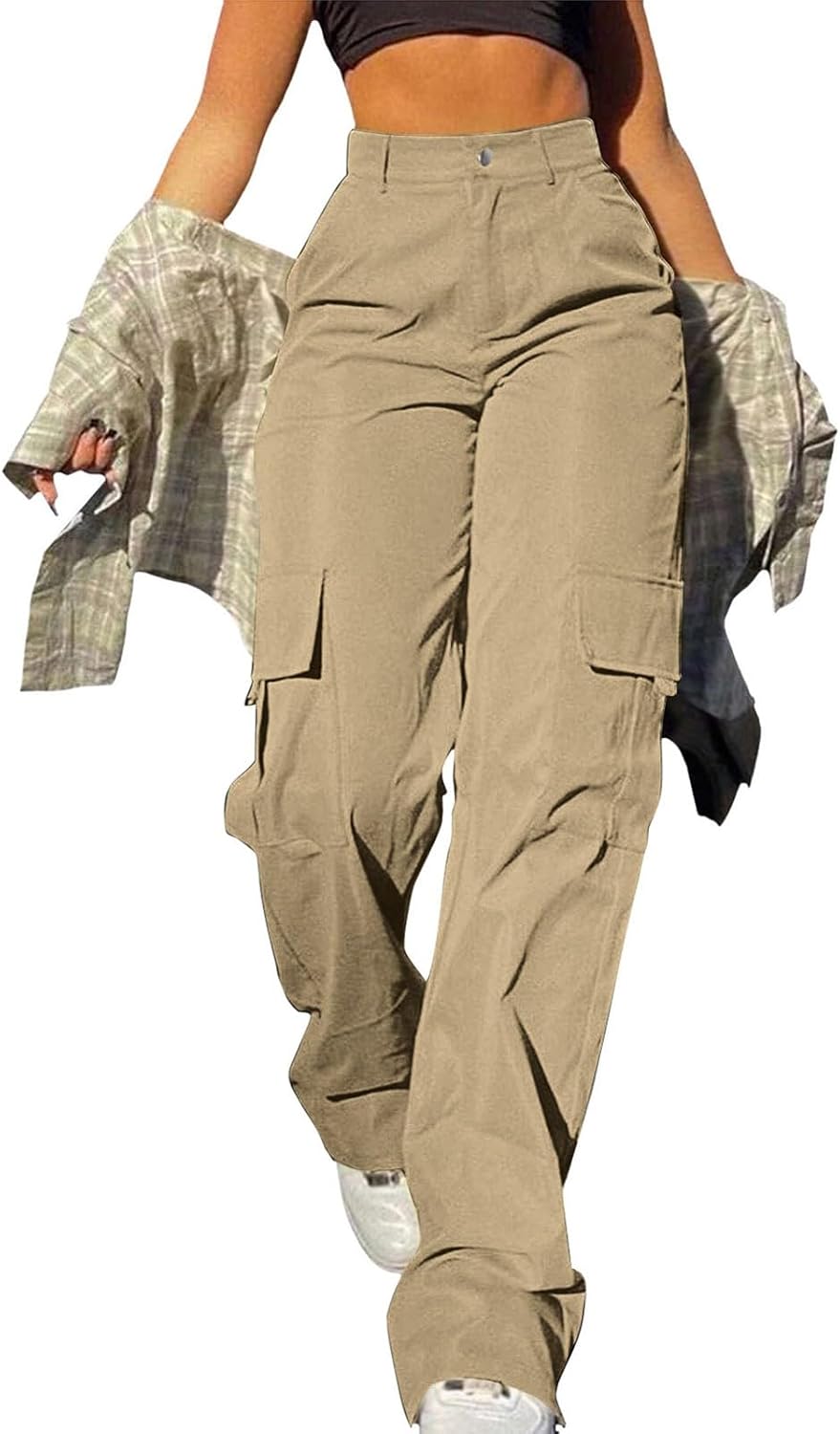 Baggy Cargo Pants for Women High Waisted Wide Leg Y2K Streetwear Lightweight Hiking Multiple Pockets Casual Trousers