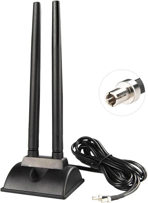 Dual Band WiFi Antenna 2.4GHz 5GHz 5.8GHz TS9 WiFi Antenna with Magnetic Base 5dBi External Antennas for Wi-Fi Router/Hotspot/Industrial IoT/Car WiFi, 6.56Ft Low Loss Cable