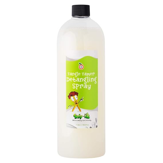 Snip-its Tangle Tamer Detangling Spray 1 Liter Refill | Loosens Knots and Eases Brushing - Gentle Vitamin Rich Kid Friendly Formula Made in the USA | Salon Quality Kid Friendly