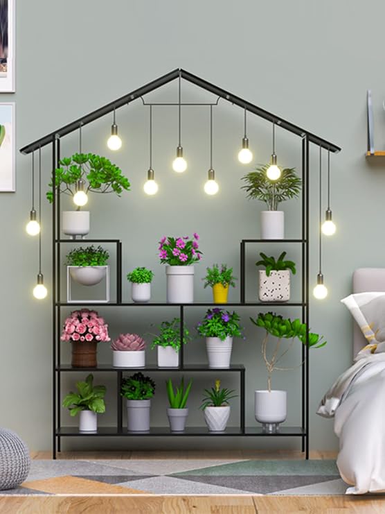 Metal Plant Stand Indoor Outdoor, Plant Shelf, Spampur 16 Potted Tall Plant Stands for Indoor Plants Multiple, Large Flower Pots Corner Plant Holder, 4 Tiered Ladder Planter Display Rack Garden Patio
