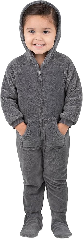 Footed Pajamas - Howling Moon Infant Hoodie Chenille One Piece - Infant - Large (Fits 6-12mos.) Gray