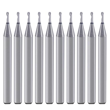 1/8 inch Shank,Single Flute (O Flute) Up Cut Spiral Router Bits End Mill Cutter, 0.04 inch Cutting Diameter, 1/64 inch Cutting Length,1-1/2" OVL for Acrylic PVC MDF Plastic