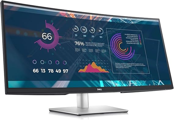 Dell 34 Inch Ultrawide , WQHD (Wide Quad High Definition), Curved USB-C Monitor (P3421W), 3440 x 1440 at 60Hz, 3800R Curvature, 1.07 Billion Colors, Adjustable, Black