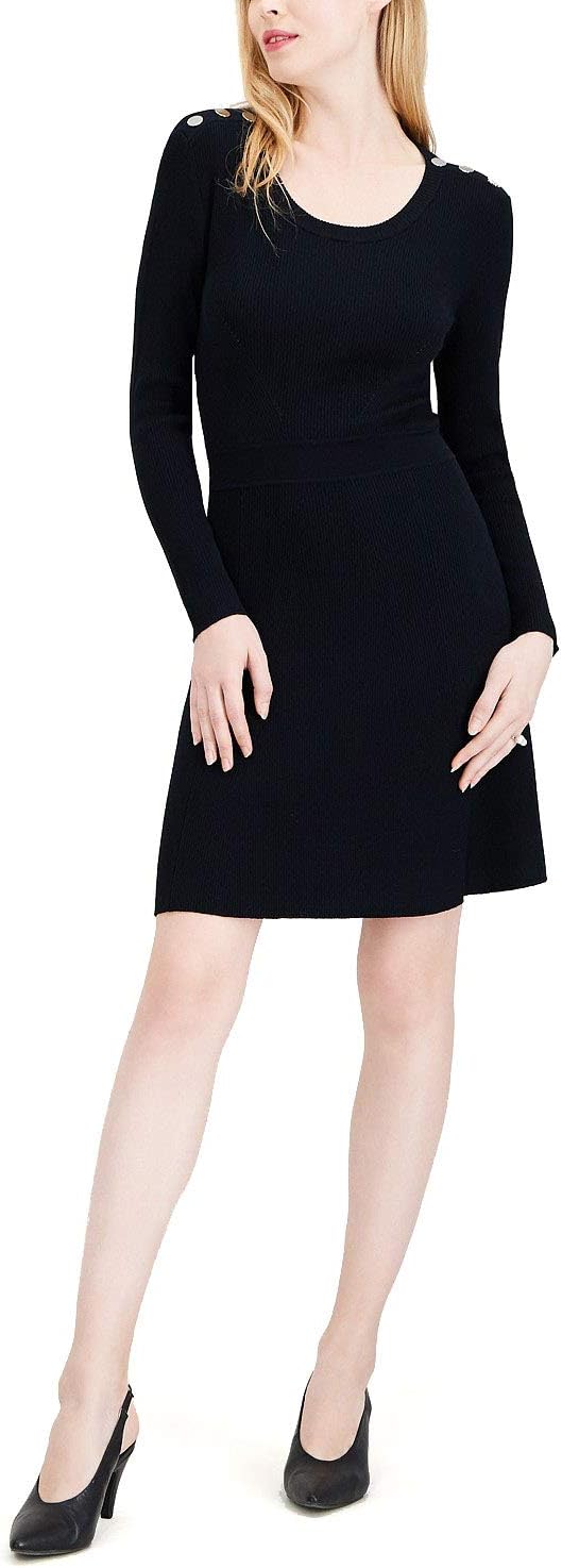 maison Jules Womens Ribbed Sweater Dress deepblack S
