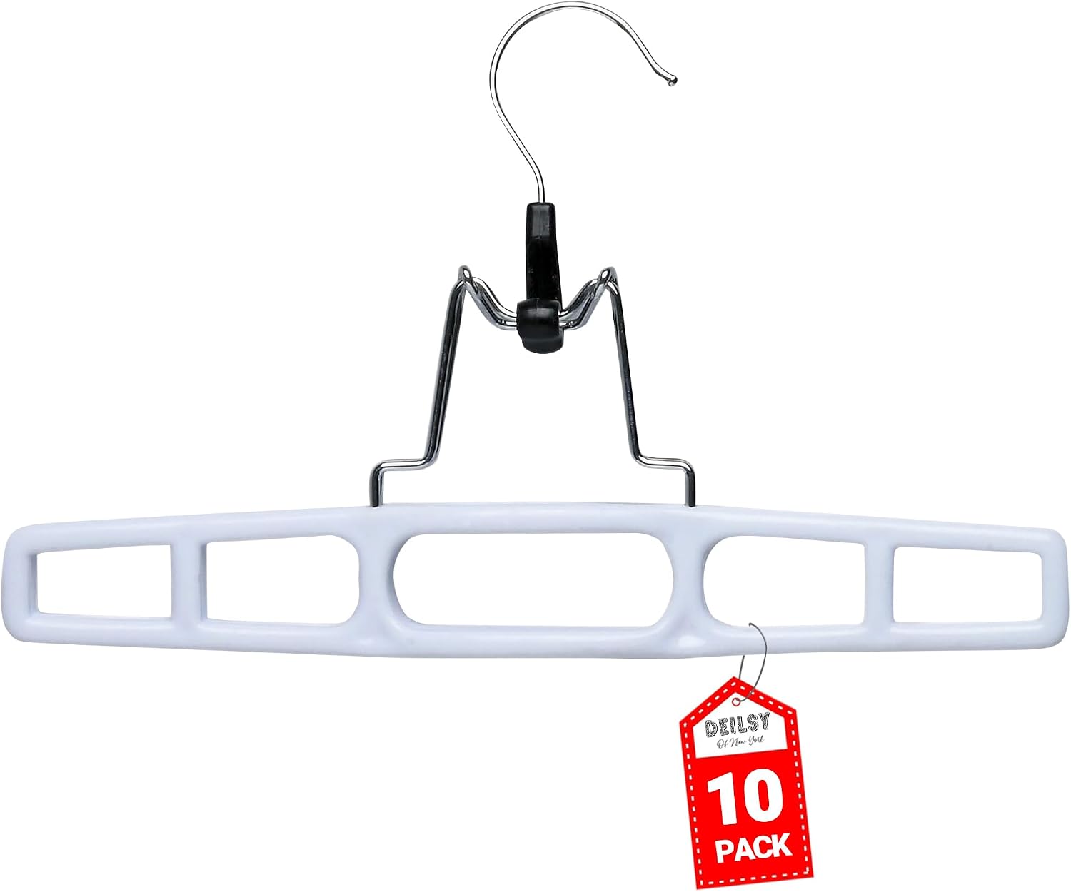 DEILSY™ Pants Hangers Skirt Hanger Pant with Locking Hook Versatile Skirt Hangers for Closet Organization White Jean for Men and Women Heavy Duty 10 Pack