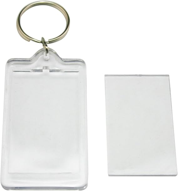 mollensiuer 24Pcs Clear Acrylic Blank Insert Photo Picture Frame Keychain Keyring, Rectangle