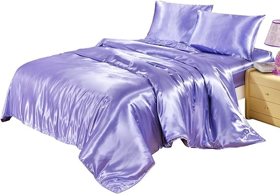 Solid Duvet Cover Set (Queen Lilac)