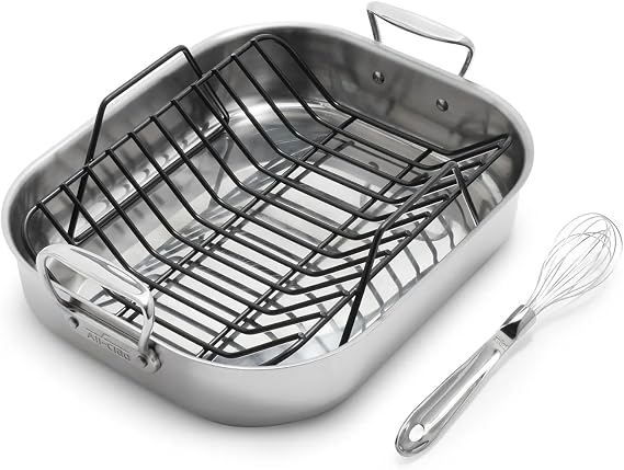 All-Clad Stainless Steel Roasting Pan with Nonstick Rack, Silver