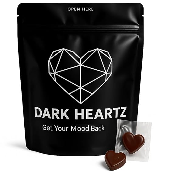 Dark Chocolate Hearts for Couples Mood Support Chocolate Bar Vegetarian & Gluten-Free Treat for Men(10 count)
