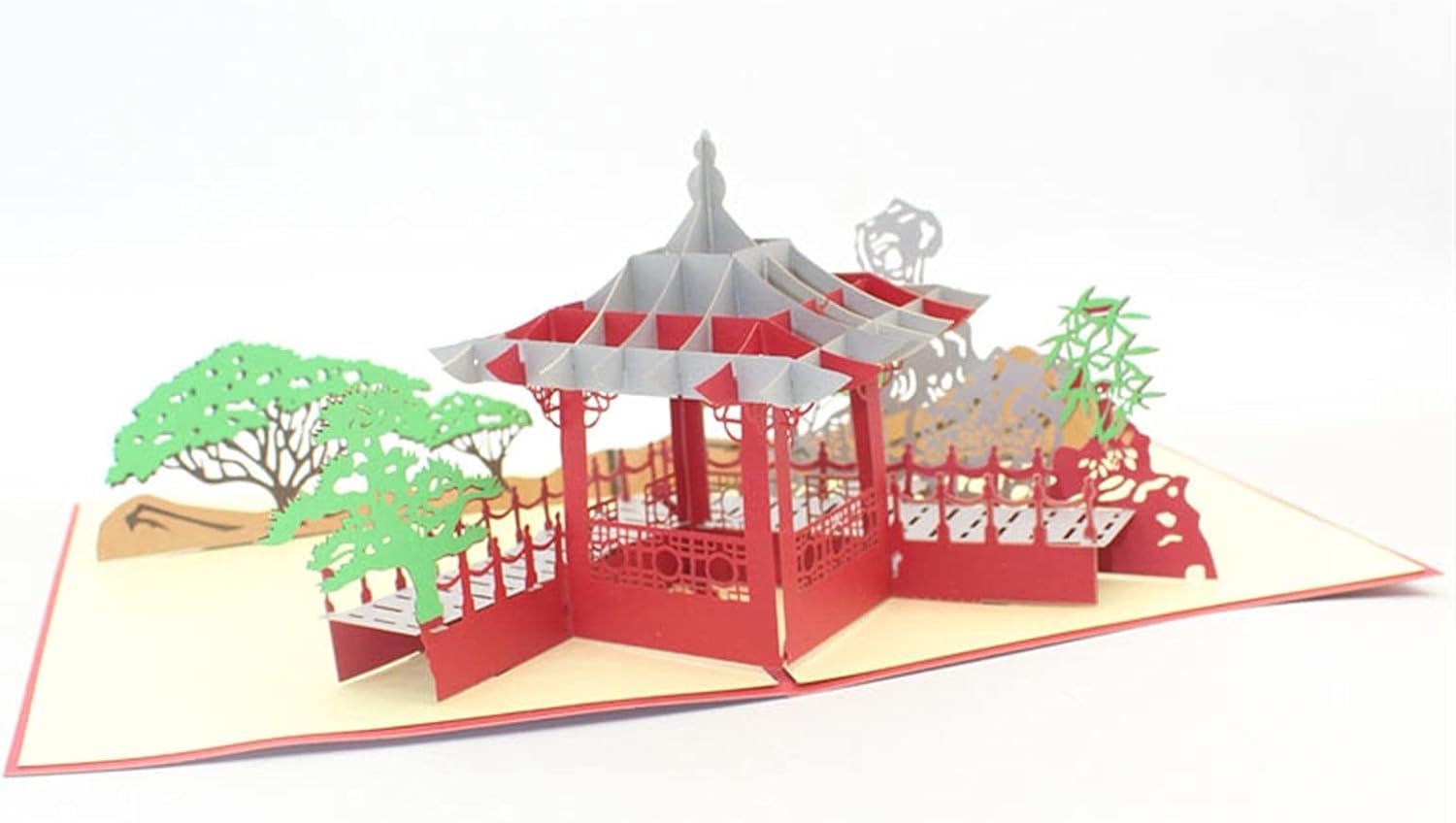 3D Pop Up Greeting Card,3D Laser Cut Handmade Carving Chinese Pavilion Garden Paper Invitation Greeting Cards PostCard Business Creative Gift Souvenir birthday cards (Size : 10pc) (Size : 1pc)